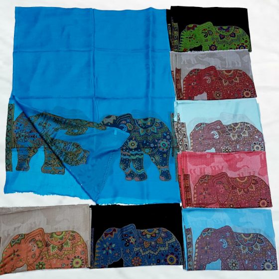 Wool Scarves K - 59 (W) <strong>Fine Wool</strong> Cutting Elephant 70x180 CMS Weight : 0.090 Gms.