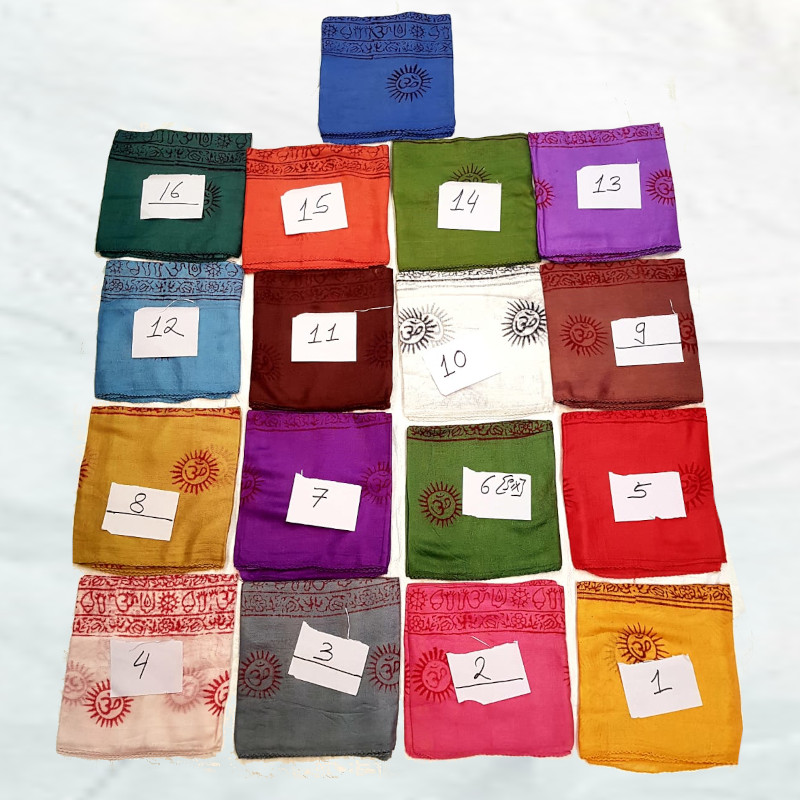 Small mantra scarves Size : 63 x 124 cms Weight : 0.040 gram each piece