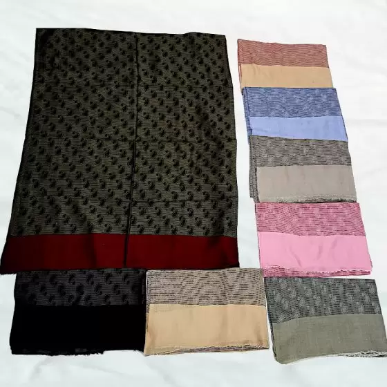 Fine Wool Self stripe with Mango K - 69 (W) Size : 70x180 CMS Weight : 0.075 Gms.