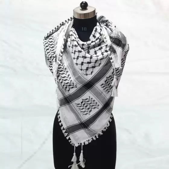 Arabic scarves white to black - 1 Size : 48 X 48 INCHES (120 X 120CMS) Weight of each piece is coming up 0.200 Grms