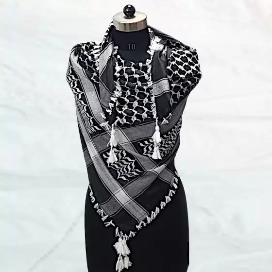 Arabic scarves black to white - 2 Size : 48 X 48 INCHES (120 X 120CMS) Weight of each piece is coming up 0.200 Grms