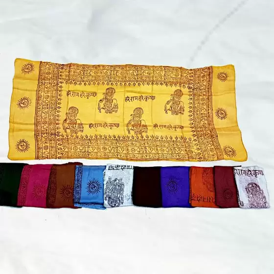 Small mantra scarves Size : 63 x 124 cms Weight : 0.040 gram each piece